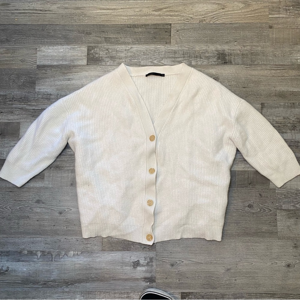 jenni kayne 100% cashmere cream colored cardigan *CROPPED*
